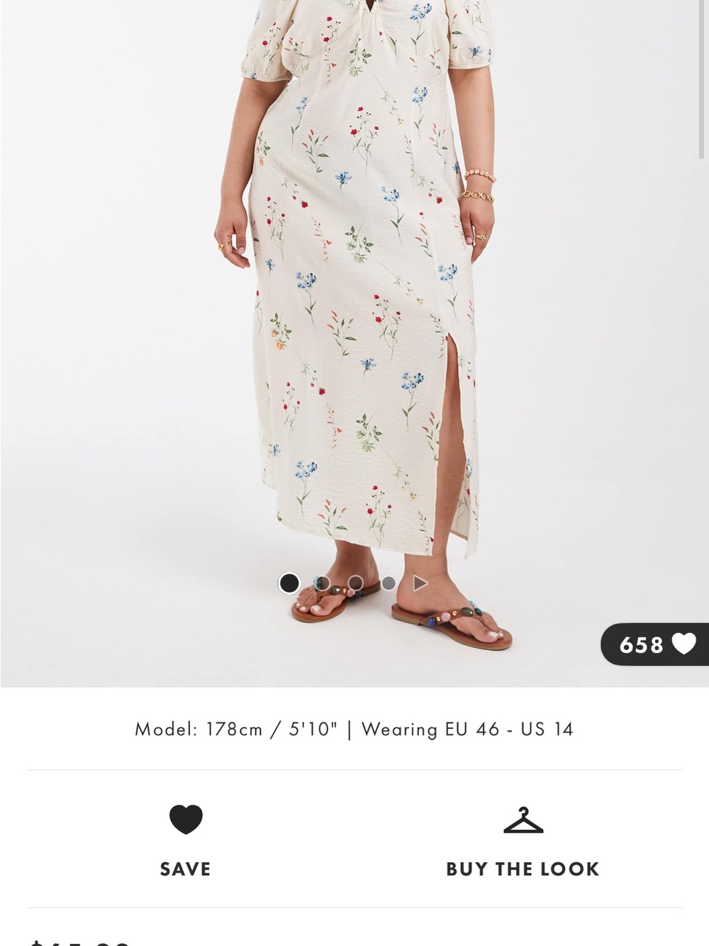 ASOS Curve Cream Floral Maxi Dress with Side Split